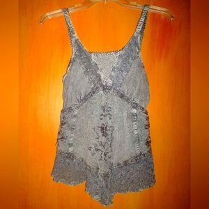 Rebellion Delicate Gray/ Silver Floral Tank Top Size Large